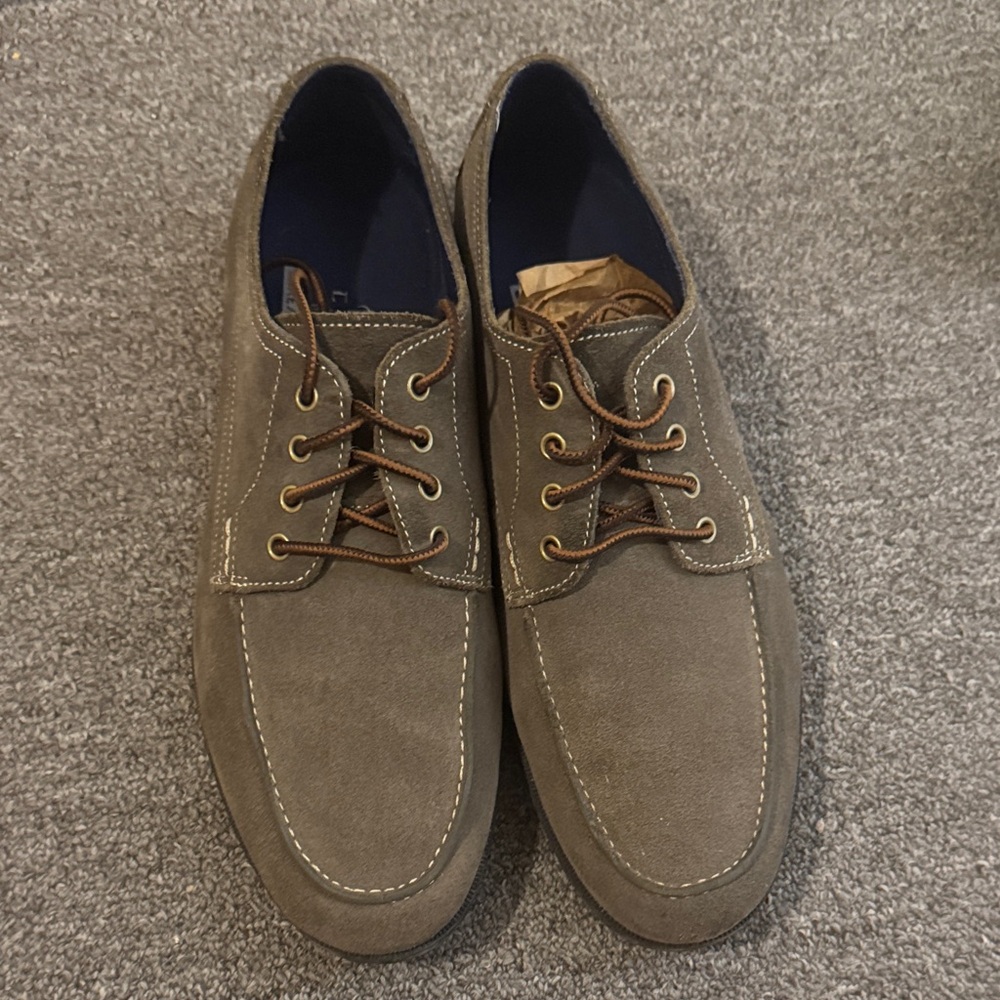 Cole Haan Nike Air Gray and Brown Boat Shoes Moc-Toe Design